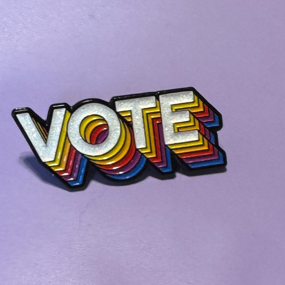 Headcount Glitter Vote Pin